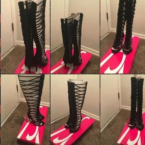 Ashley Stewart Gladiator Heel Knee Sandals